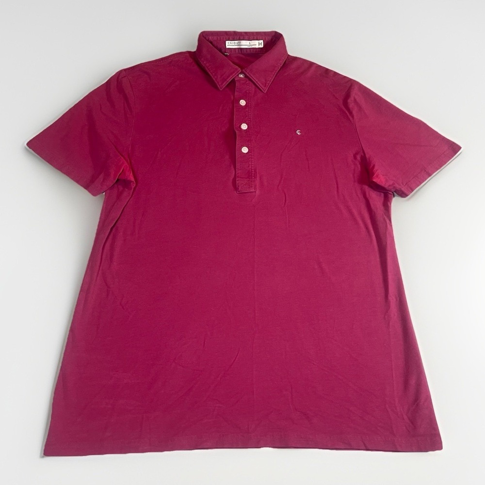 Criquet Mens L Red Solid‎ Pima Cotton Blend Golf Polo Shirt Super Soft *READ*